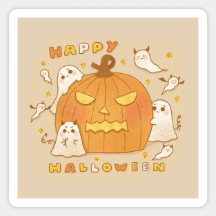 Cute Happy Halloween pumpkin and boo Magnet